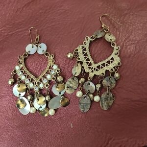 Elegant Gold and Brown Dangle Earrings